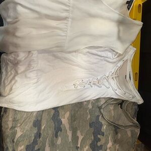 Express White and Green Camouflage Tank Tops